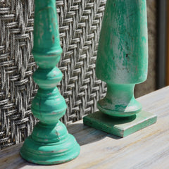 Indian Wooden Hand Carved Candle Holder Stand (Set of 2) 281
