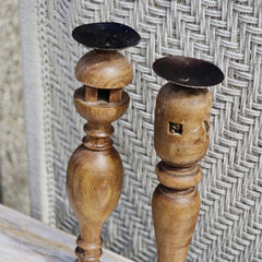 Indian Wooden Hand Carved Candle Holder Stand (Set of 2) 280