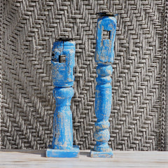 Indian Wooden Hand Carved Candle Holder Stand (Set of 2) 277