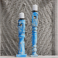 Indian Wooden Hand Carved Candle Holder Stand (Set of 2) 277