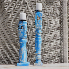 Indian Wooden Hand Carved Candle Holder Stand (Set of 2) 277