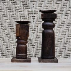 Indian Wooden Hand Carved Candle Holder Stand (Set of 2) 276