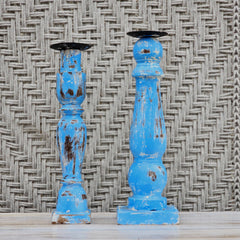 Indian Wooden Hand Carved Candle Holder Stand (Set of 2) 272