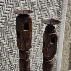 Indian Wooden Hand Carved Candle Holder Stand (Set of 2) 270