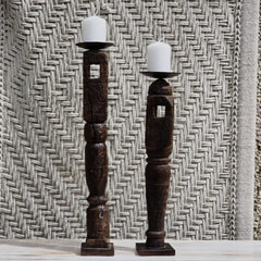 Indian Wooden Hand Carved Candle Holder Stand (Set of 2) 270