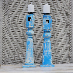 Indian Wooden Hand Carved Candle Holder Stand (Set of 2) 268