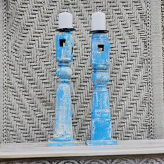 Indian Wooden Hand Carved Candle Holder Stand (Set of 2) 268
