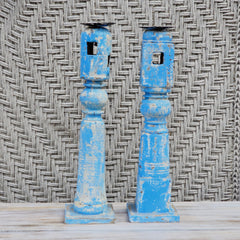 Indian Wooden Hand Carved Candle Holder Stand (Set of 2) 268