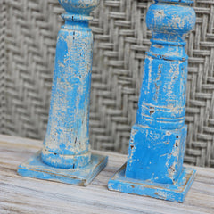 Indian Wooden Hand Carved Candle Holder Stand (Set of 2) 268