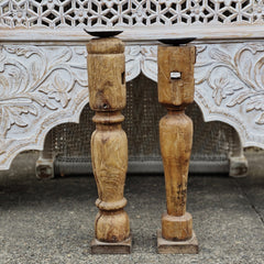 Indian Wooden Hand Carved Candle Holder Stand (Set of 2) 264