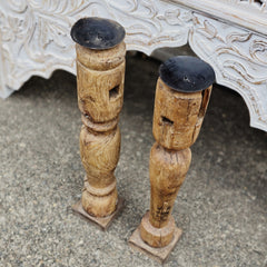 Indian Wooden Hand Carved Candle Holder Stand (Set of 2) 264
