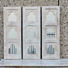 Mehrab Indian Hand Carved Mirror Arched Globe Wooden Wall Decor 303