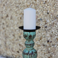 Indian Wooden Hand Carved Candle Holder Stand 287