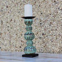 Indian Wooden Hand Carved Candle Holder Stand 287