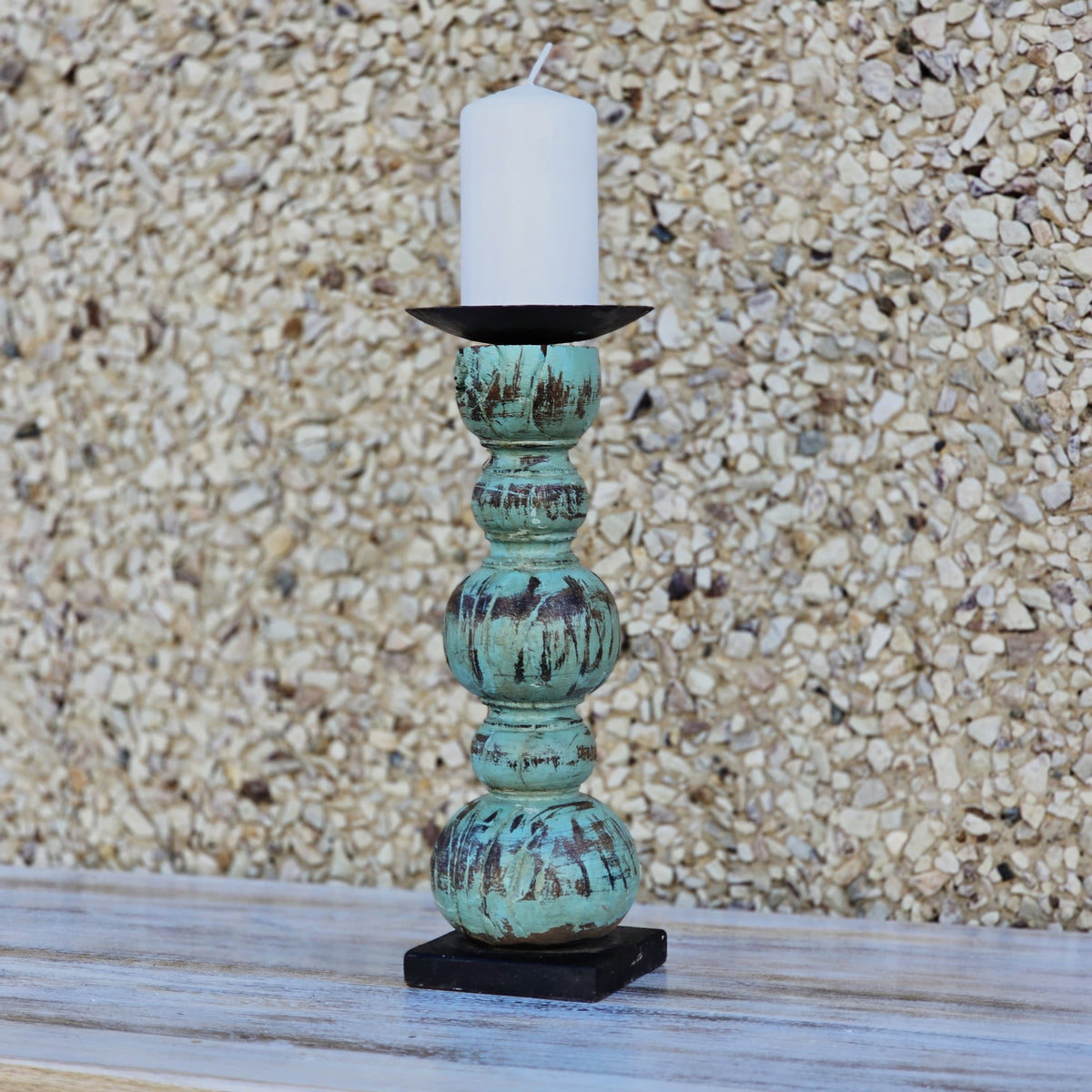 Indian Wooden Hand Carved Candle Holder Stand 287