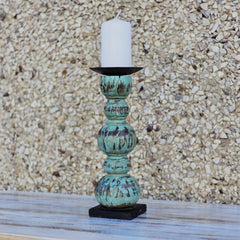 Indian Wooden Hand Carved Candle Holder Stand 287