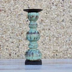 Indian Wooden Hand Carved Candle Holder Stand 287