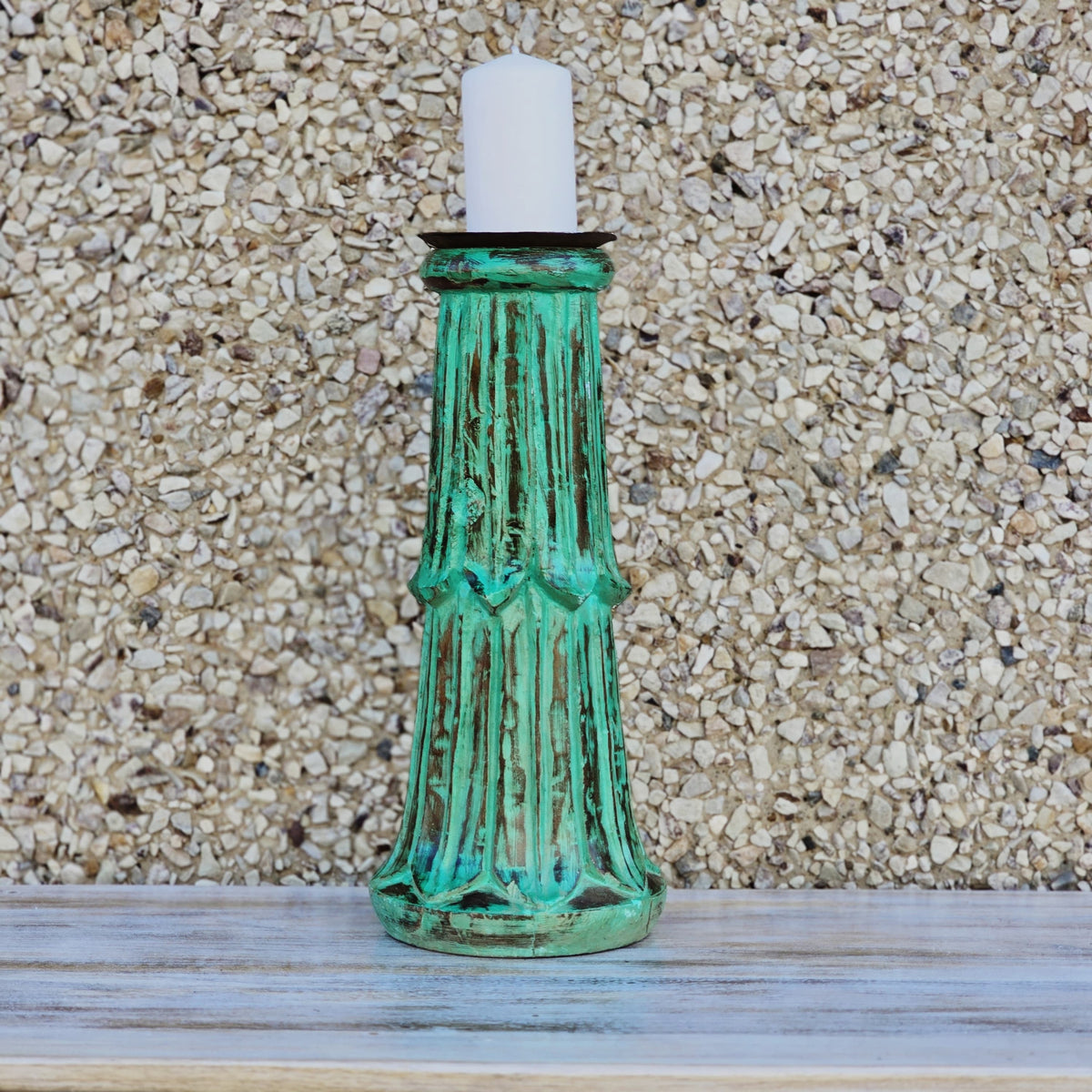 Indian Wooden Hand Carved Candle Holder Stand 289