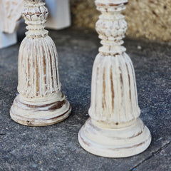 Indian Wooden Hand Carved Candle Holder Stand (Set of 2) 290