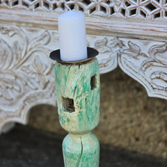 Indian Wooden Hand Carved Candle Holder Stand 291