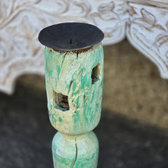 Indian Wooden Hand Carved Candle Holder Stand 291