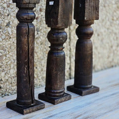 Indian Wooden Hand Carved Candle Holder Stand (Set of 3) 293