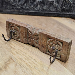 Indian Handmade Carved Solid Wood Wall Hanger 297