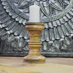 Indian Wooden Hand Carved Candle Holder Stand 321