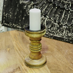 Indian Wooden Hand Carved Candle Holder Stand 321