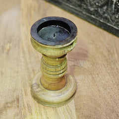 Indian Wooden Hand Carved Candle Holder Stand 321