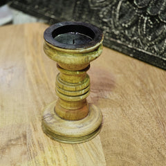 Indian Wooden Hand Carved Candle Holder Stand 321