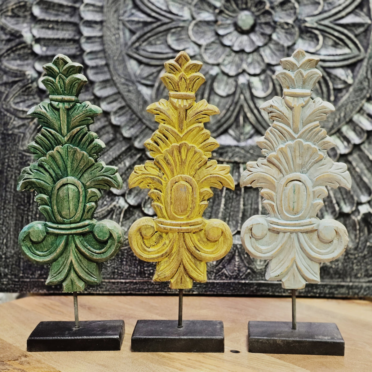 Indian Handcrafted Wooden Home Decor Showpiece (Set of 3) 305