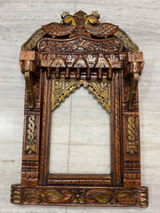 Mehrab Hand Carved Indian Solid Wood Temple Mirror 03