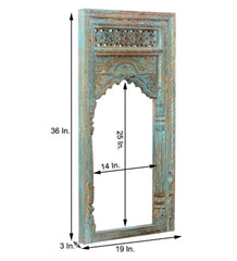 Mehrab Indian Hand Carved Mirror Arched Globe Wooden Wall Decor