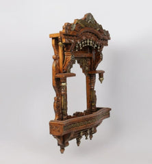 Mehrab Hand Carved Indian Solid Wood Temple Mirror 04