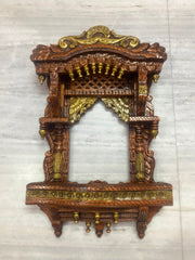 Mehrab Hand Carved Indian Solid Wood Temple Mirror 04