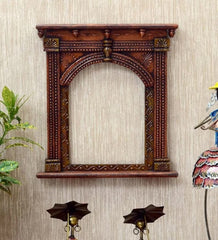 Mehrab Hand Carved Indian Solid Wood Mirror Wall Decor 08