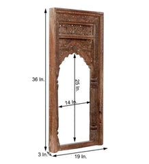 Mehrab Indian Hand Carved Mirror Arched Globe Wooden Wall Decor 07