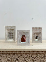 Mehrab Hand Carved Indian Solid Wood Temple Mirror Wall Decor Set of 3
