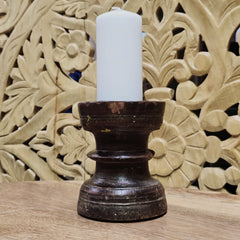 Indian Wooden Hand Carved Candle Holder Stand A43