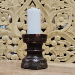 Indian Wooden Hand Carved Candle Holder Stand A43
