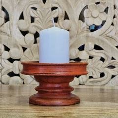 Indian Wooden Hand Carved Candle Holder Stand A15