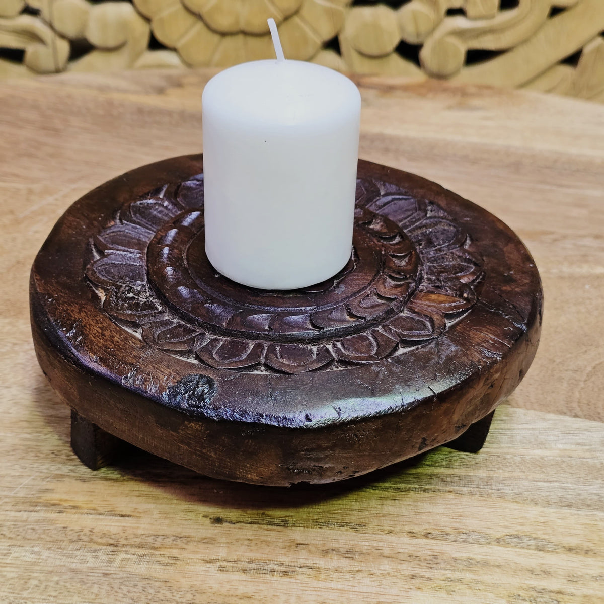 Indian Hand Carved Home Decor Wooden Chapati Board A27