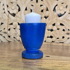 Indian Wooden Hand Carved Candle Holder Stand A01