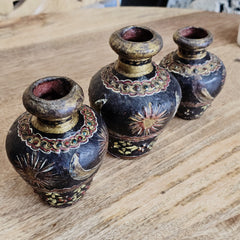 Indian Handcrafted Home Decor Wooden Pot (Set of 3) A47
