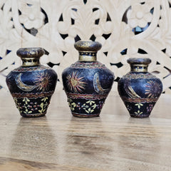Indian Handcrafted Home Decor Wooden Pot (Set of 3) A47