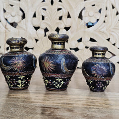 Indian Handcrafted Home Decor Wooden Pot (Set of 3) A47