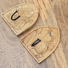 Indian Handmade Carved Solid Wood Wall Hanger ( Set of 2) A92
