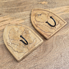 Indian Handmade Carved Solid Wood Wall Hanger ( Set of 2) A92