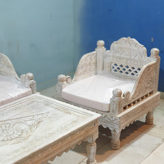 Indian Furniture Classic Hand Carved Traditional Sofa Set With Center Table D1